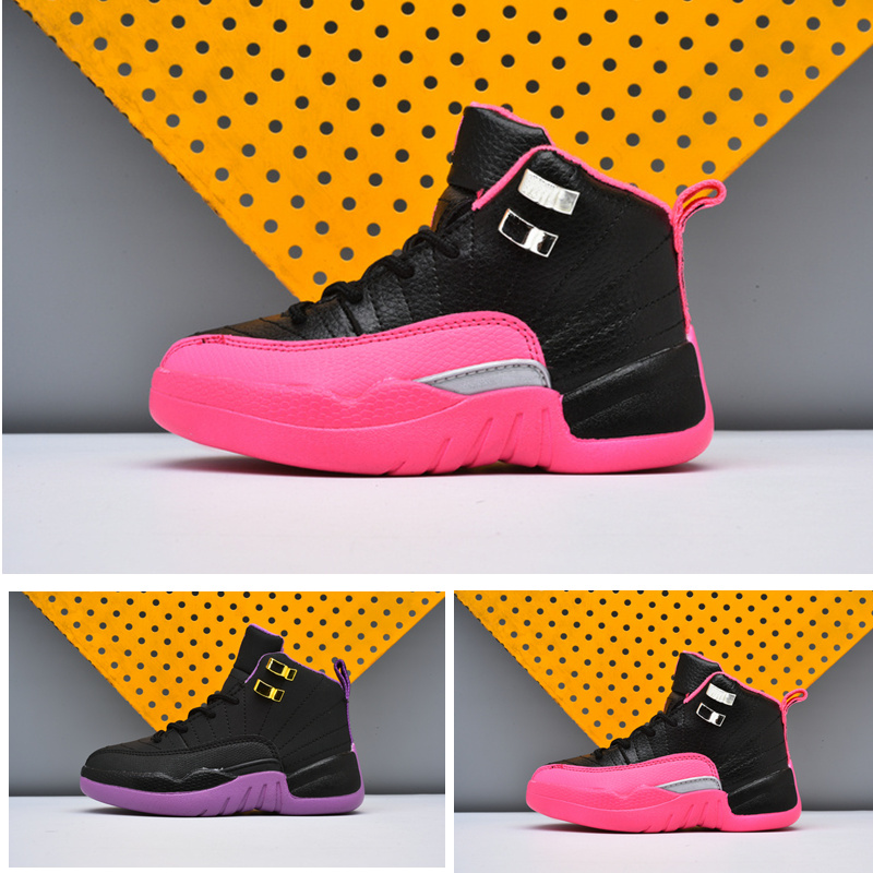 

New XII 12 Kids basketball shoes Black Deadly Pink Infant children athletic Black Violet sports 12s GG BG Toldder sneaker