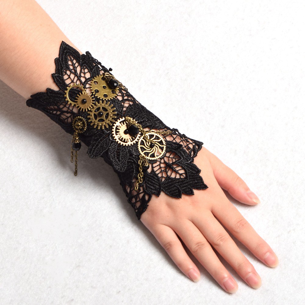 

1pc Vintage Women Steampunk Gear Wrist Cuff Armbrand Bracelet Industrial Victorian Costume Cosplay Accessory High Quality, Silver
