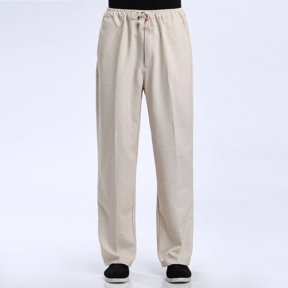 

Wholesale-Beige Chinese Men's Linen Pants Trousers Casual Active Free Shipping Size M L XL XXL  2505-1, Light gray