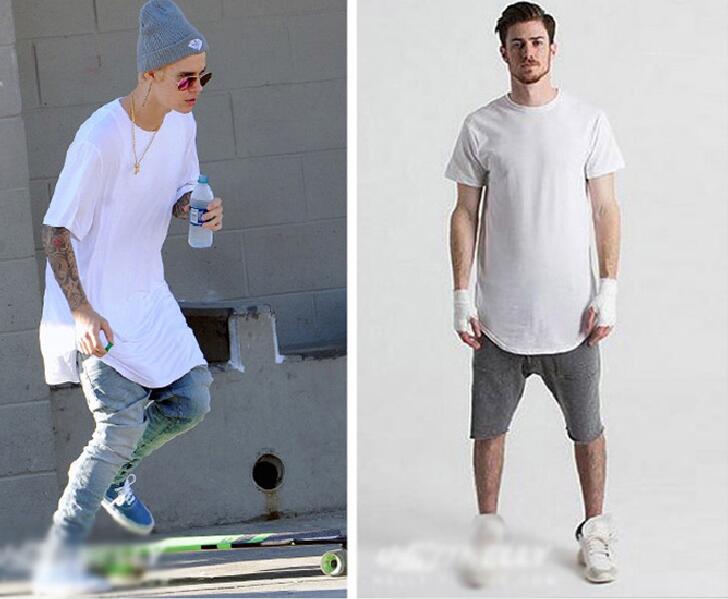 

Wholesale-Comfortable soft t shirts cool men's oversized extended t shirt side split t shirt casual swag hip hop tee shirtS- XXXL, Black