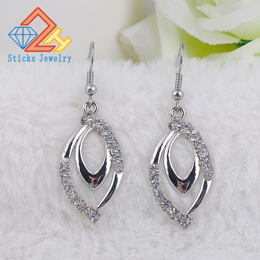 

Trendy Crystal Long Dangle Earrings for Women Silver Plated Fashion Wedding Jewelry Water Drop Lady's Brincos