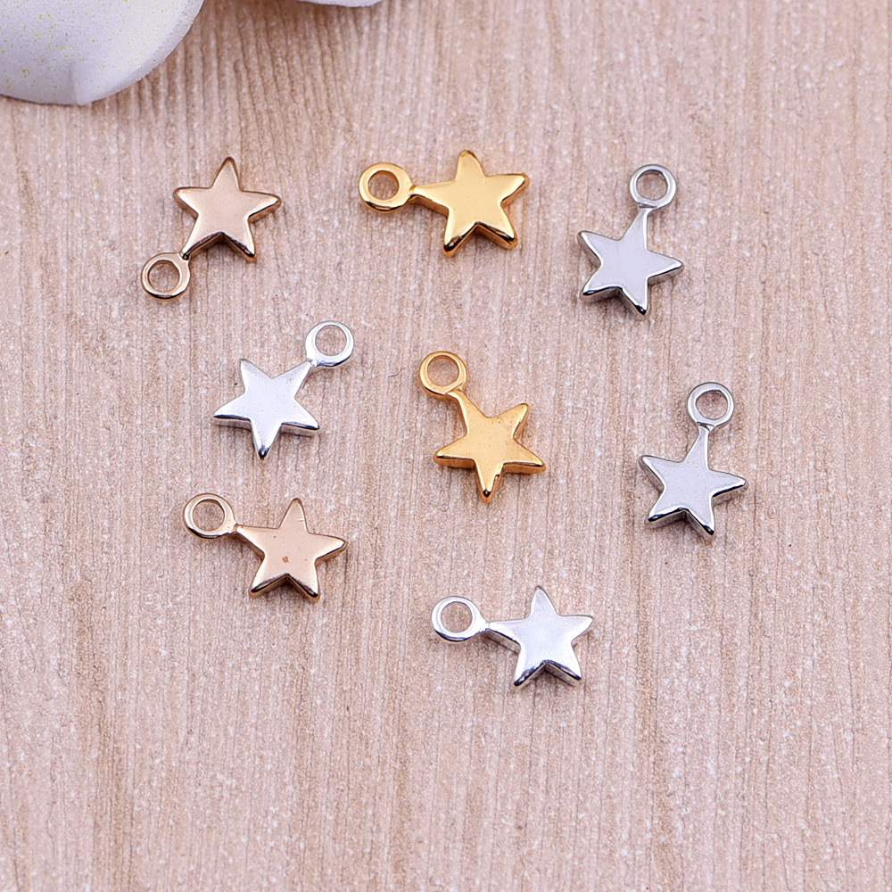

Wholesale Brass Star Charms Pendant for necklace bracelet DIY Jewelry 4 color star pendant Findings Accessories, Bronze;silver