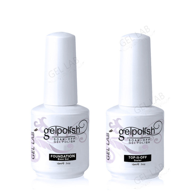 

Wholesale-GEL LAB 15ml Base Coat + Top Coat Set for Nails Gelpolish, As pic