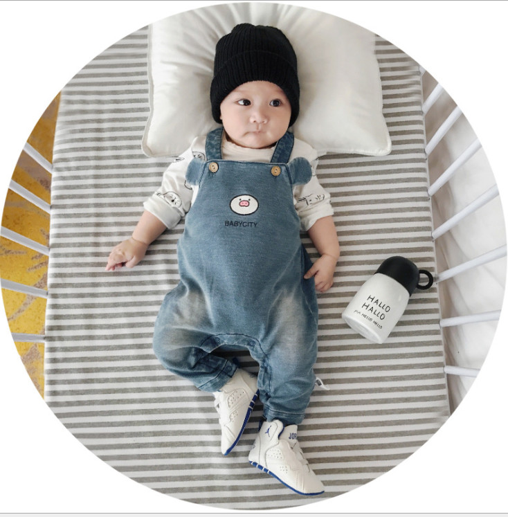 

Baby Jeans Pants Rompers Overalls Jumpsuit Kids Boy Girl Jeans bobo choses Pure Cotton Clothing Kid318, Blue pure color