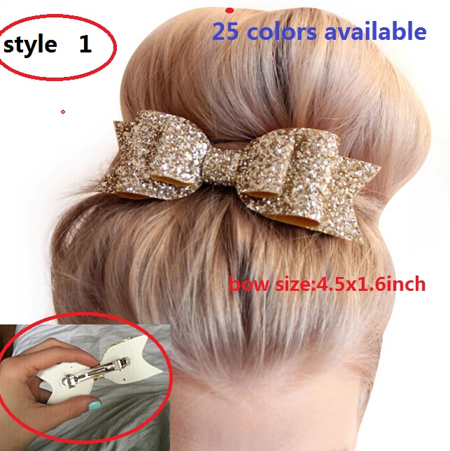 

5 style available ! Women Baby Girl Big Glitter Hair Bow Kids Hairpins Hair Clips For Children Hair Accessories Toddler Headwear 20pcs/, Multi-color