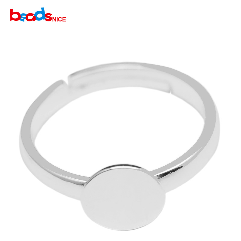

925 Sterling Silver Ring Blank with Silver Ring Base with 8mm / 12mm Glue Pad on Adjustable Ring for DIY ID16697
