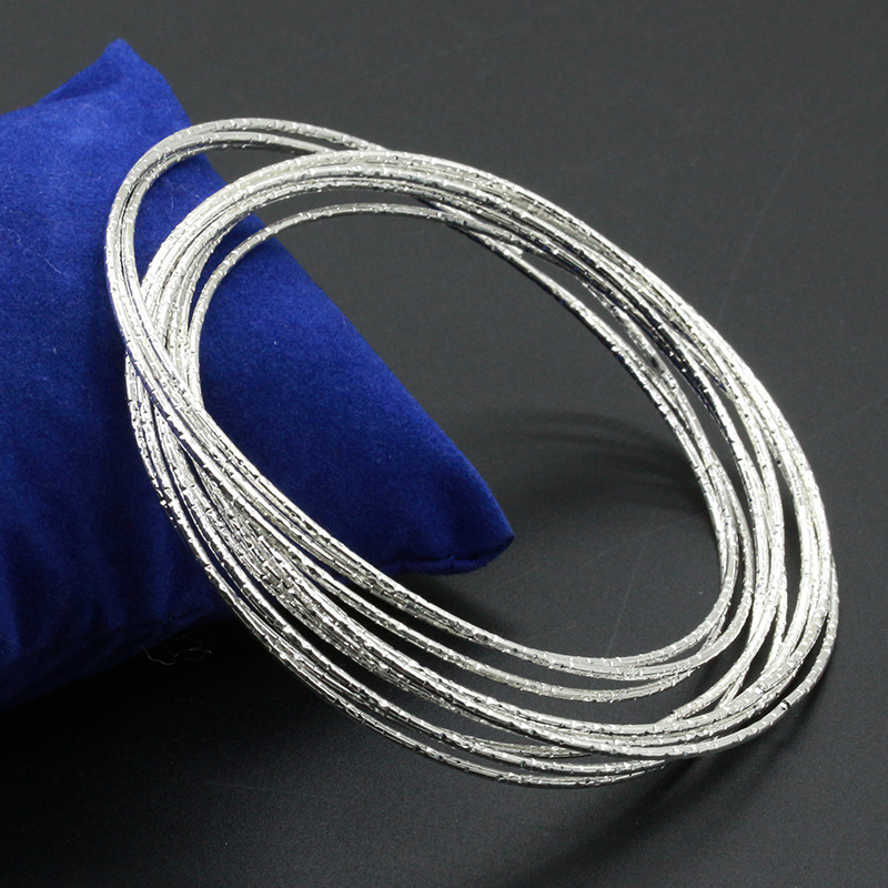

Sweetheart Silver Plated Bracelets Women Girl Jewelry Outer Ring Matte Nine Chain Fine Bracelet Non Mainstream Style Bangle New Arrival