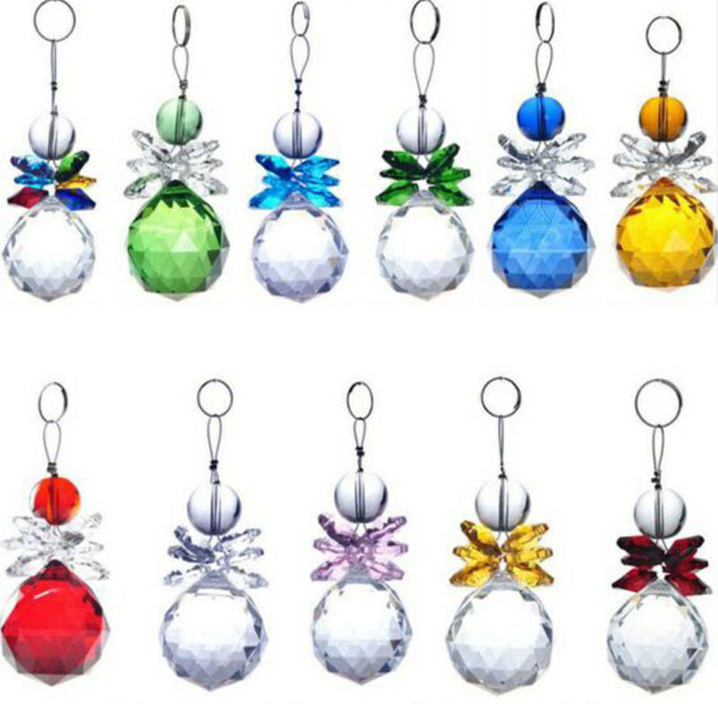 

5PCS K9 Crystal Ball Pendant Rainbow Suncatcher Prisms Pendants Handmade Hanging Pendants Home Decoration 30mm W046-30mm