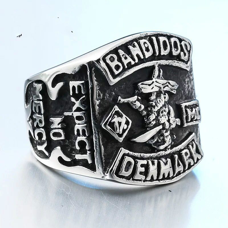 

For HOSCALE Truckstop MC Club Bandidos Ring 316L Stainless Steel Jewelry Cool Design Mens 1% Motor Biker Ring