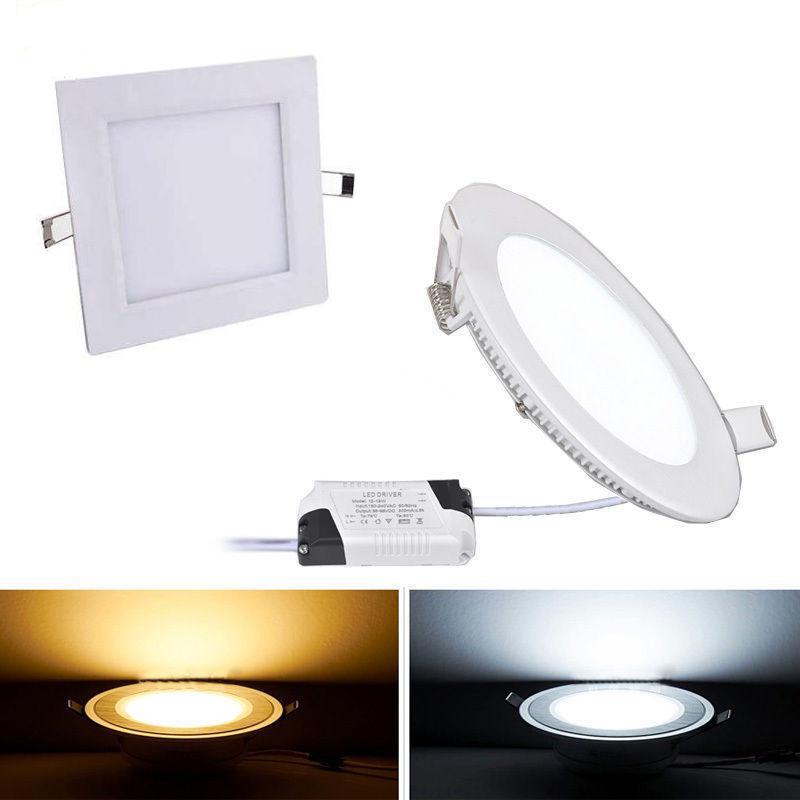 

led lights Dimmable LED Panel Downlight 6W 12W 18W Round glass ceiling recessed lights SMD 5730 Warm Cold White led Light AC85-265V