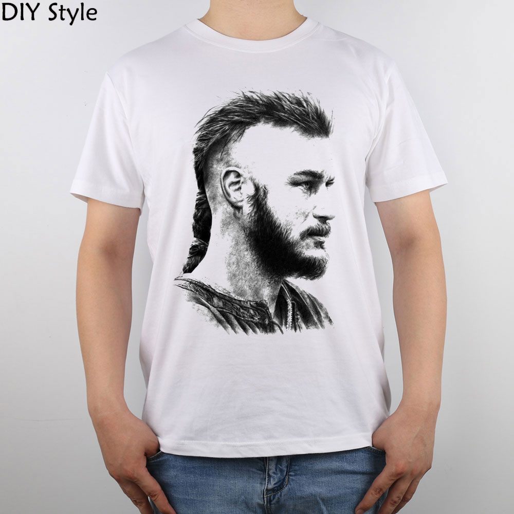 

Wholesale- Ragnar Lothbrok Ragnar Lodbrok Art T-shirt Top Pure Cotton Men T shirt New Design High Quality, Gold