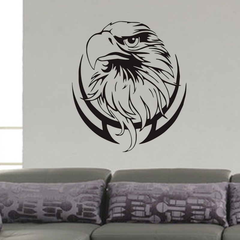 Coloré à motifs aigles Head Wall Art Vinyle Autocollants American Décalcomanie Murale