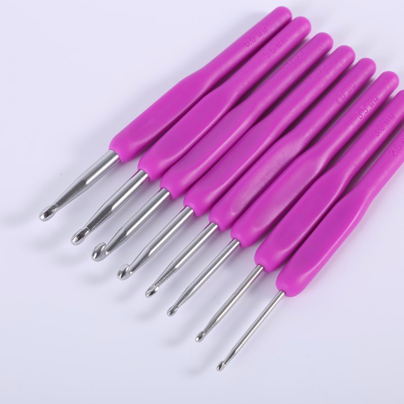 8Pcs Knitting Needles Set Curved Handle Aluminum Crochet Hooks Weave Yarn DIY GA