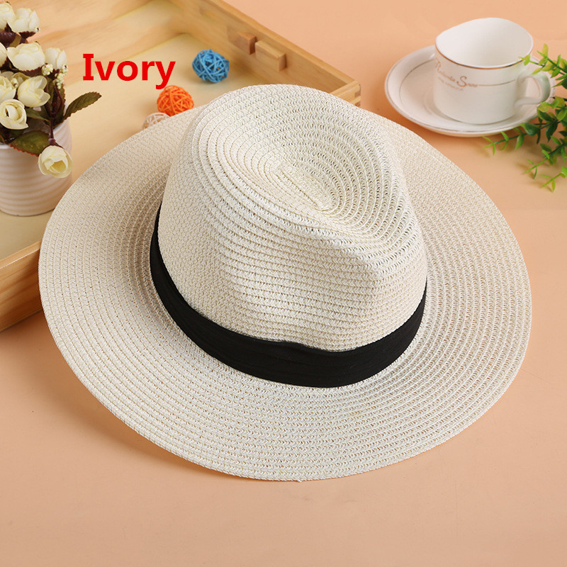 

Summer Floppy wide Straw Beach Sunhat brim Hats For Women,Beach Headwear,Wide Brim Panama Hat for party vocation beach, As picture