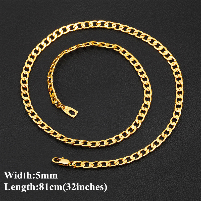 

Hotsale 5mm 81cm 32inches 18K Real Yellow Gold Plated Cool Hip Hop Long Fiagro Chain Necklace for Fashion Men Women JNL1019, Silver