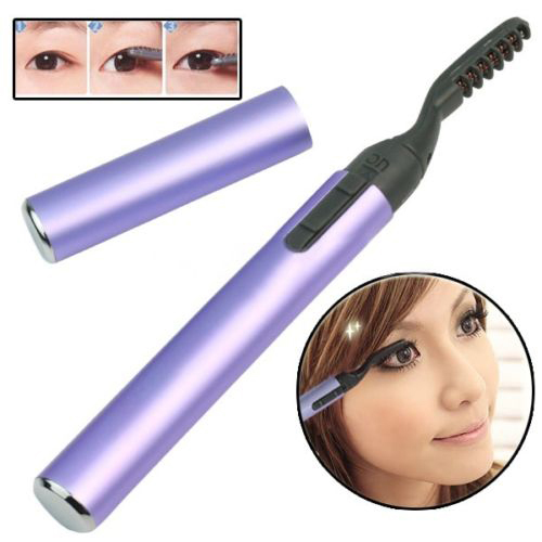 Wholesale- Hot Purple Portable Pen Style Electric Heated Makeup Eye Lashes Long Lasting Eyelash Curler 67PL