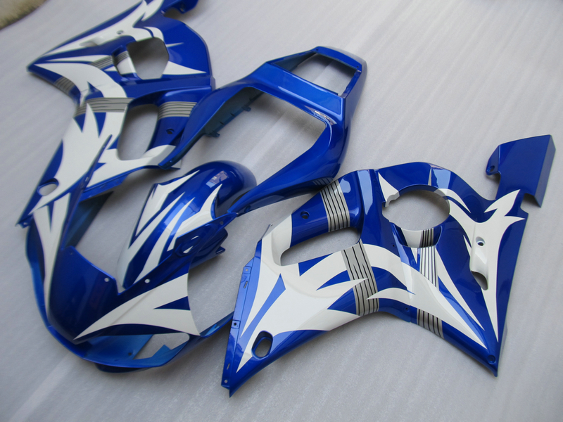 

Bodywork plastic fairings for Yamaha YZF R6 98 99 00 01 02 blue white fairing kit YZFR6 1998-2002 OT35, Same as picture