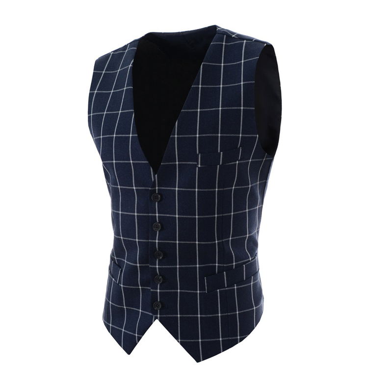 

Wholesale- 2016 Slim Fit Mens Waistcoat New Casual Suit Vest Men Plaid Style Men Chalecos Hombre Business Dress Vest Sleeveless Gilet MQ1