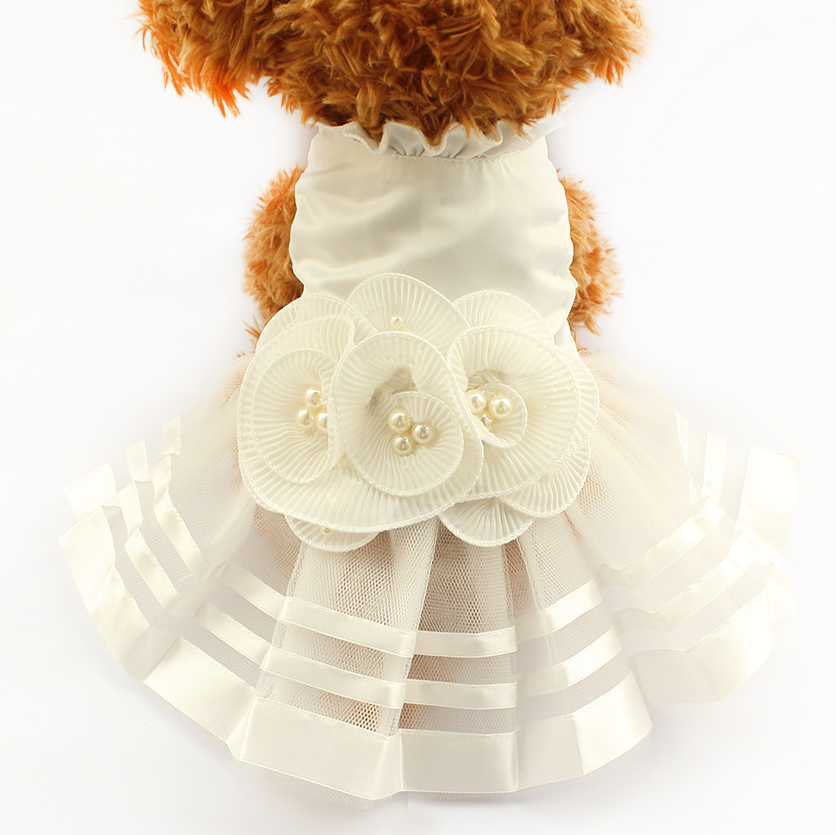 

armipet Pearl Flower Adornment Dog Dress Wedding Dresses For Dogs 6073008 Pet Skirt Costume Supplies , S, M, L, XL, White