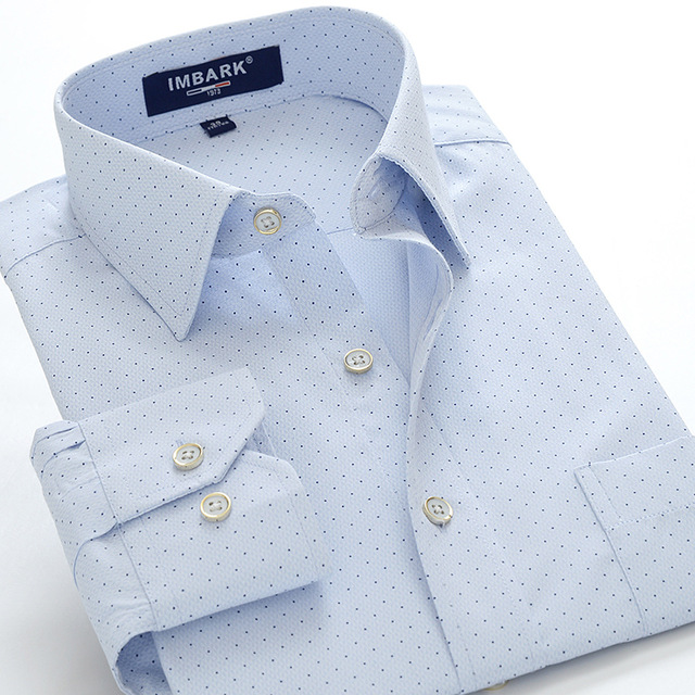 Vente en gros - 2016 Nouvelle arrivée Hommes Mode Polka Dot Chemises à manches longues Spring Automne Super Large Qualtiy Cotton Plus Taille M -