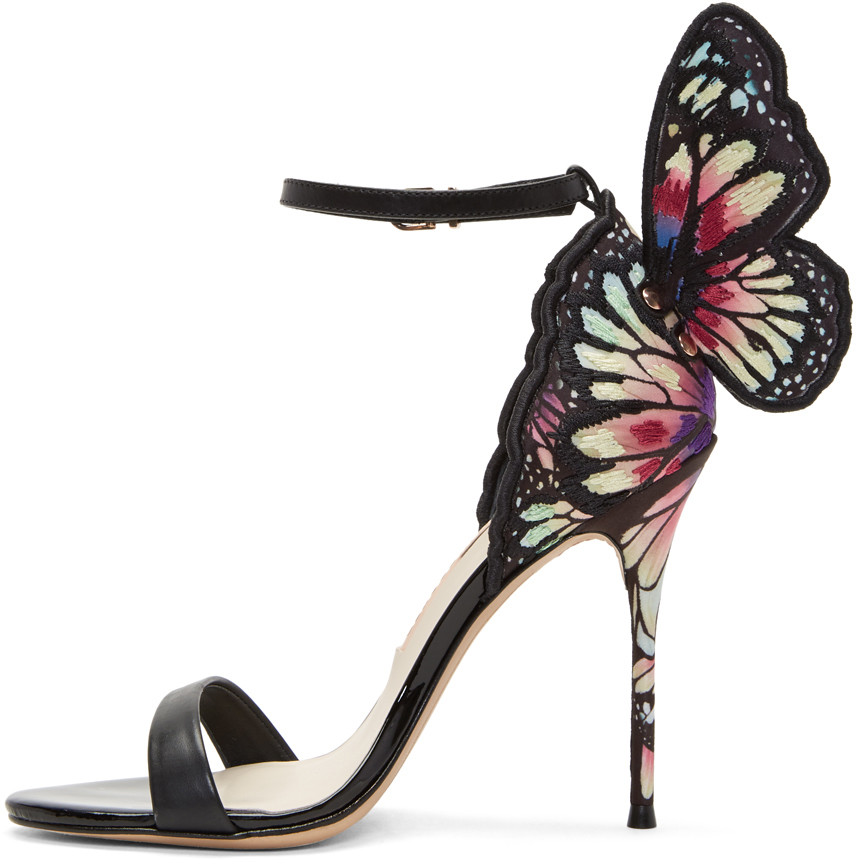 

sophia webster Webster Butterfly Sandals Fashion Evangeline Angel-wing Sandals High Heeled Stiletto Ankle Strap Lady Sandals size 34-42, Black
