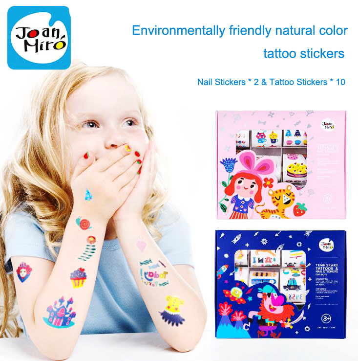 

child Temporary Tattoo stickers waterproof sweat cute cartoon animals 12psc/set Gift Box