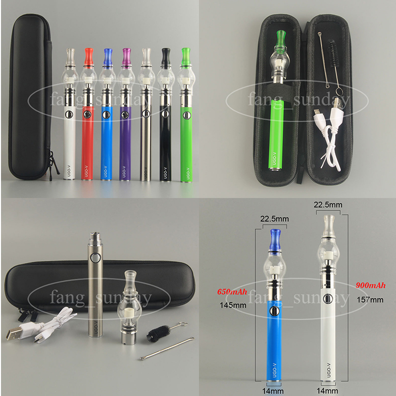 

Wax Dabber Pen Glass Pyrex Globe Dome Vape Starter Kits UGO V Micro USB Passthrough Battery Bottom Charge 650/900mAh E Cig Vaporizer, Multi