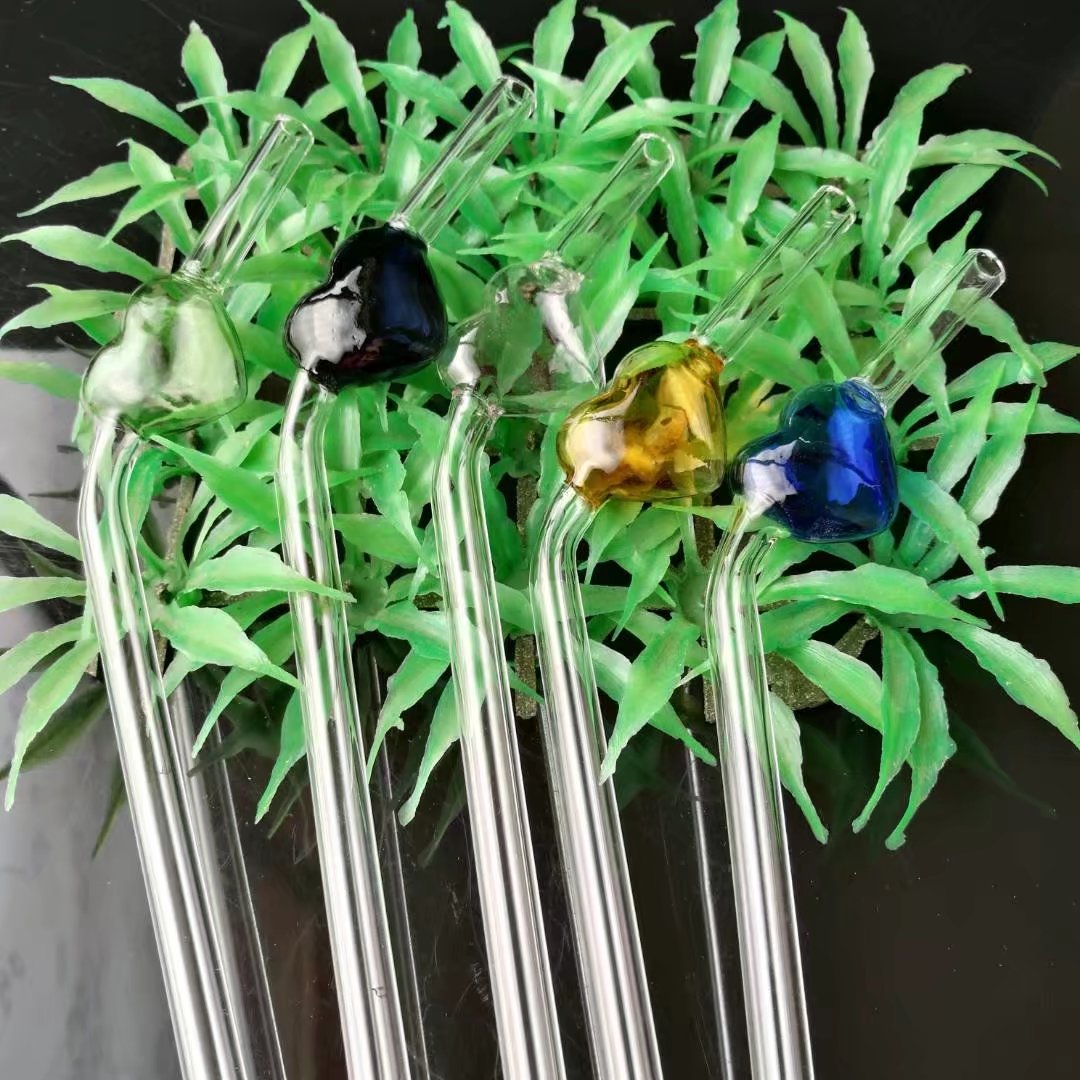 

Color peach heart straw glass bongs accessories , Glass Smoking Pipes colorful mini multi-colors Hand Pipes Best Spoon glass Pipes
