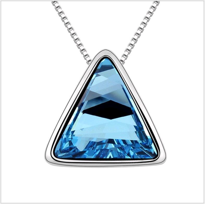 

1pcs Swarovski Elements Crystal Jewelry The Secret on the Roof Triangle Pendants Necklace for Women 3 colors