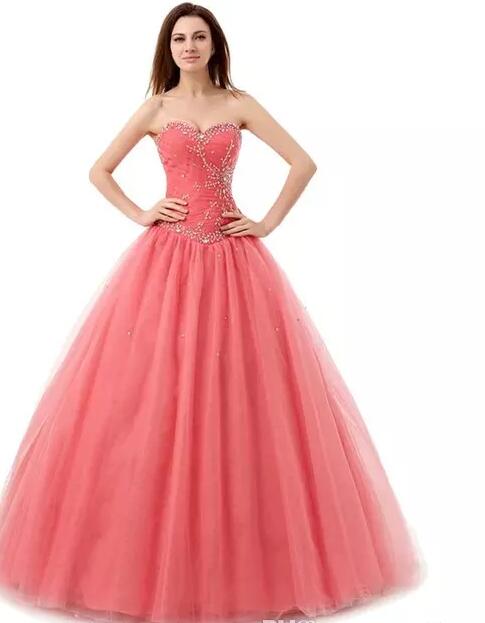 

Custom Made Elegant Sweetheart Quinceanera Dresses Crystals Beads Sequins Lace-up Back Ball Gown graduation dress Plus Size Prom Dresses, Same as picture