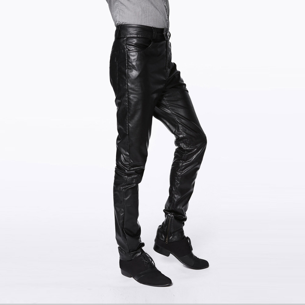 

High quality men leather pants harajuku hip hop fashion mens motorcycle PU trousers zipper pantalones hombre plus size -4xl, Picture color