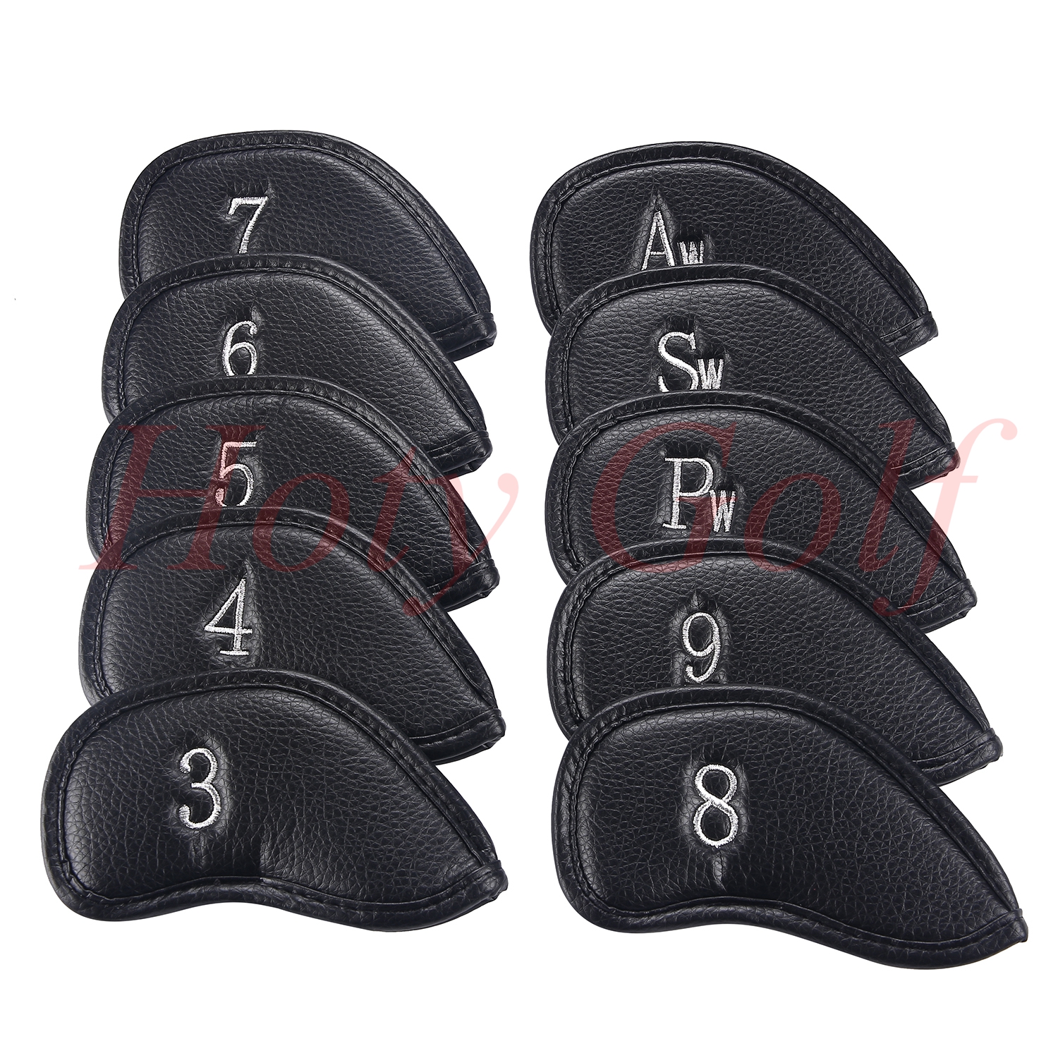 

Free shipping 10Pcs/Set New black pu Golf Club Iron Head Cover Headcovers