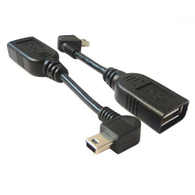 

90 Degree Right Angel Mini USB B 5pin Male to USB2.0 A Female Data Sync Charge OTG Cable right elbow For MP3 MP4 GPS Cell Phone, Black