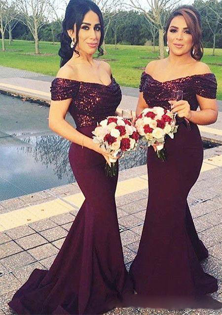 

Cheap Burgundy Bridesmaid Dresses 2020 African Sexy Sequined Lace Chiffon Maid Of Honor Gowns vestidos mujer
