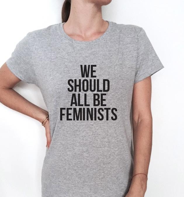 

Wholesale- we should all be feminists Letters Print Women tshirt Cotton Casual Funny t shirt For Lady Top Tee Hipster Drop Ship Z-588, Gray