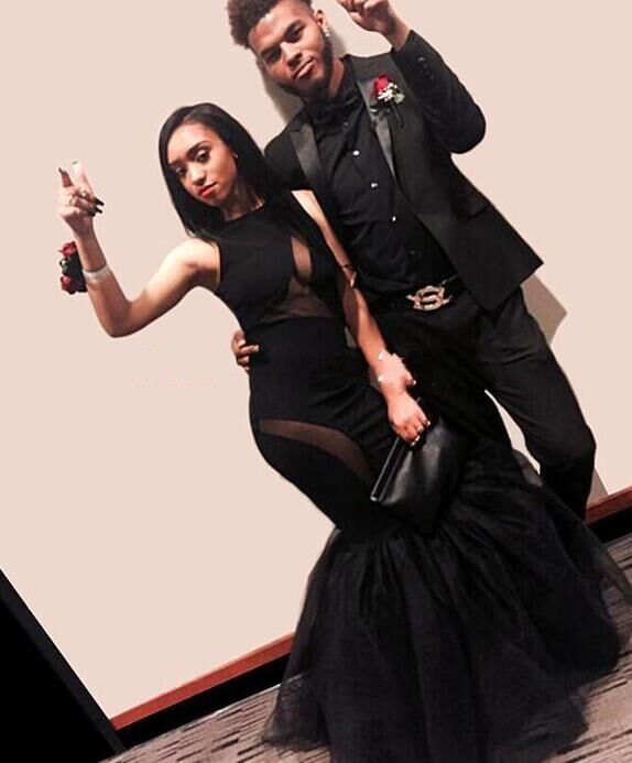 2017 New Hot Sale Tulle Draped See Though Sexy Mermaid Black Long Prom Dresses Formal Party Prom Dress Mermaid Evening Gowns-image-97795499