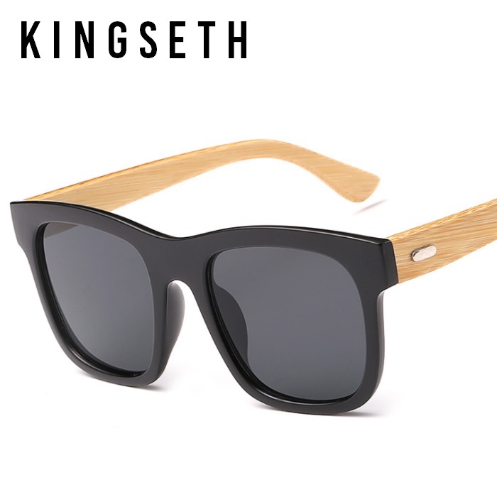 KINGSETH 2017 Nouvelle Arrivée Véritable Bambou Édition Carré lunettes de Soleil Pour Hommes Femmes D'été De Mode Lunettes de Soleil Smart Casual