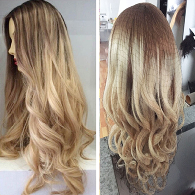 

8/22 Virgin brazilian human hair full lace wigs bleached knots, Ombre color