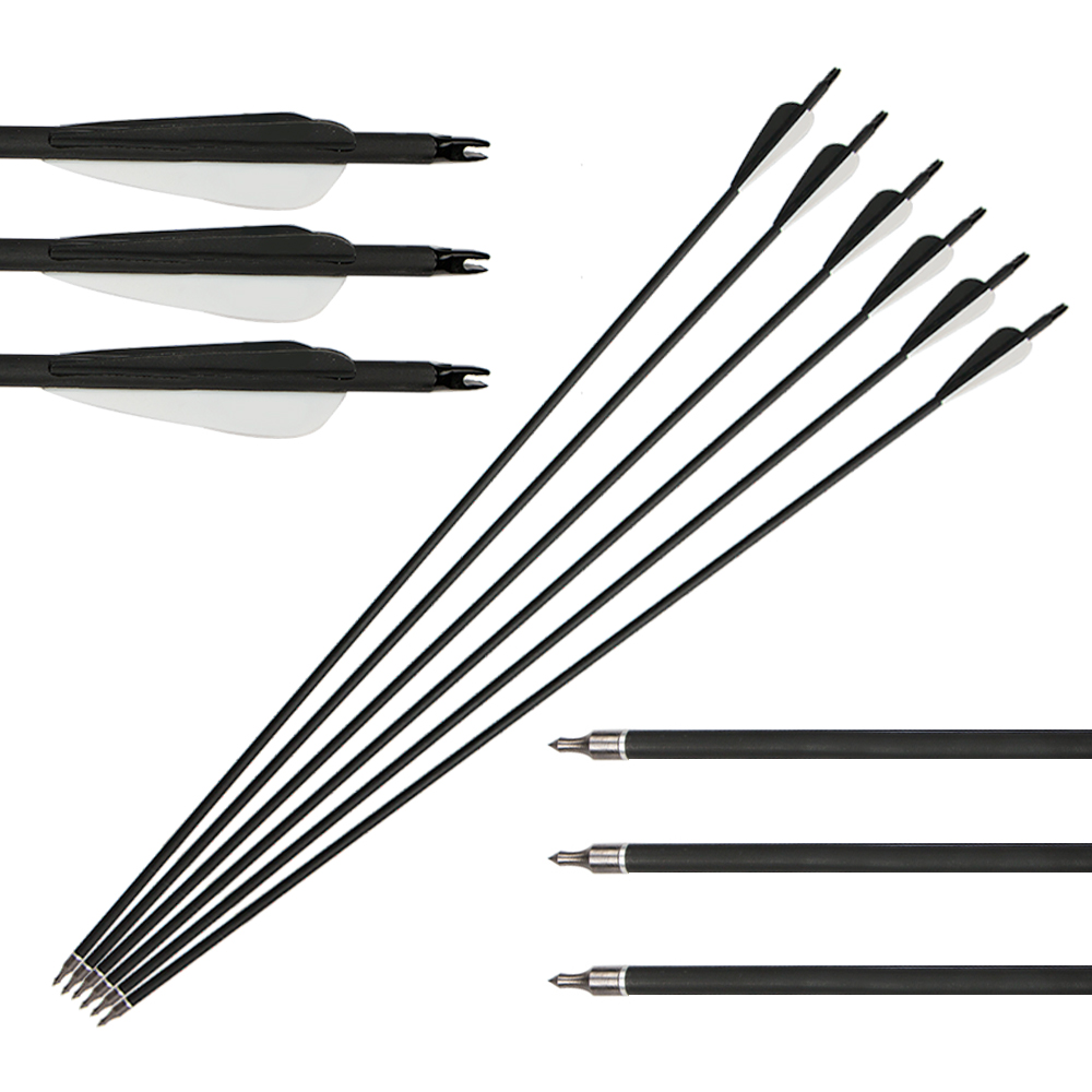 12PCS 3-Take-Down Archery Carbon Arrows SP500 5/" Feather F Pocket Hunter