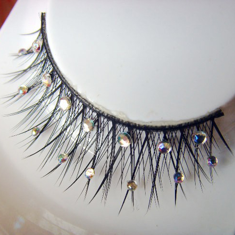 

Fashion Bright Color Crystal False Eyelashes Crystal Bridal Makeup Stage Makeup False Eyelashes Natural Thick False Eyelashes