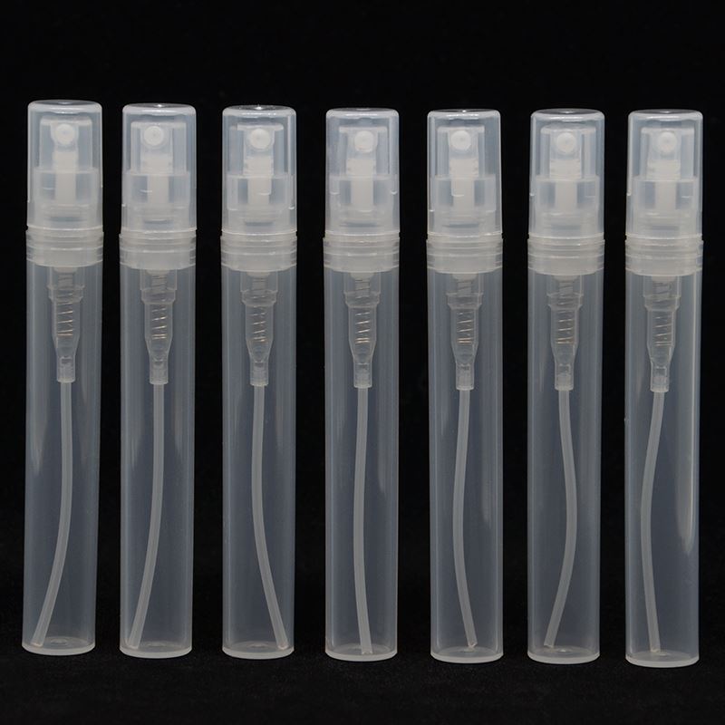 

5ml (50Pieces/Lot) 2ml 3ml 5ml Plastic MINI SAMPLE Refillable Bottle Dull Polish Translucence Sample Spray Perfume Bottle