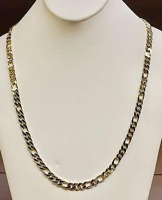

10k Solid Gold Handmade Figaro Curb link mens chain/necklace 24" 57 Grams 6.5 MM