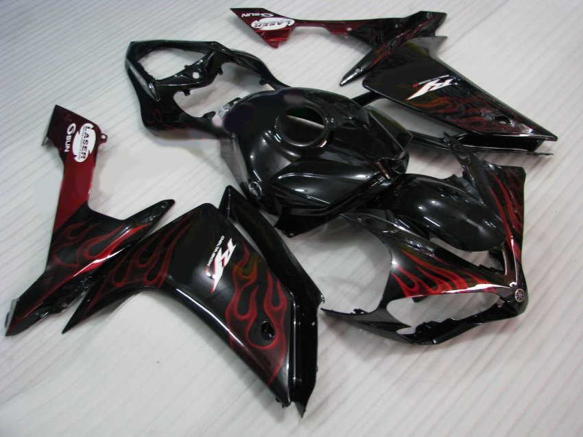 

Injection mold fairing kit for Yamaha YZF R1 07 08 red flames black fairings set YZFR1 2007 2008 OT02, Same as the picture shows