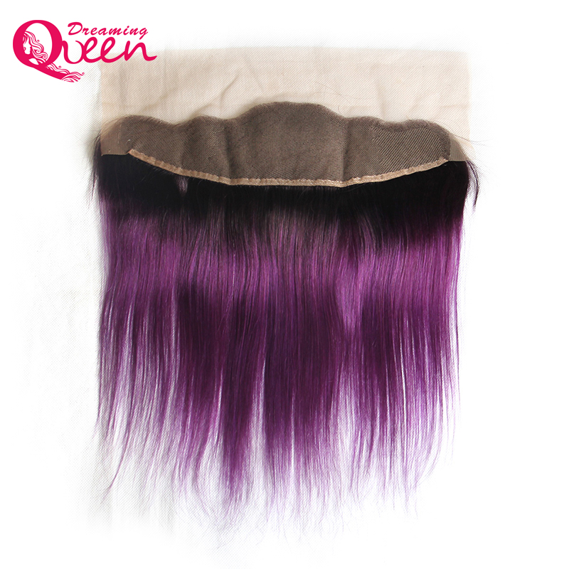 

T1B Purple Color Straight 13X4 Ear to Ear Lace Frontal Closure Brazilian Ombre Virgin Human Hair Closure With Baby Hair Lace Frontal
