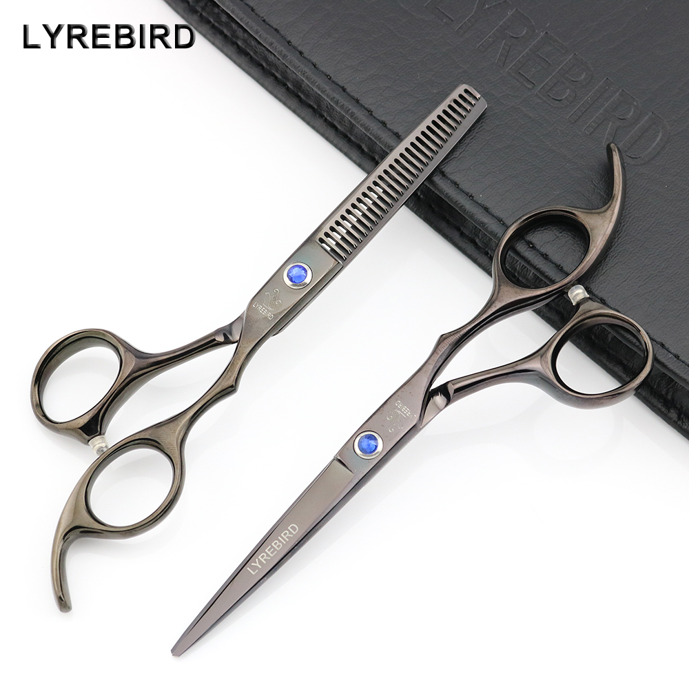 

Hair scissors 6 INCH Hairdressing scissors Black Hair shears Hair thinning scissors Blue stone Lyrebird NEW