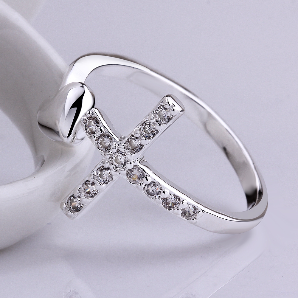 

Woman Midi Rings Exquisite Silver Cross Zircon ring Love Ring wedding ring Fashion Silver Jewelry Adjustable