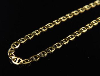 

Men's 10K Solid Yellow Gold 2.5MM Flat Mariner Link Style Chain 16-24 Inches, Silver