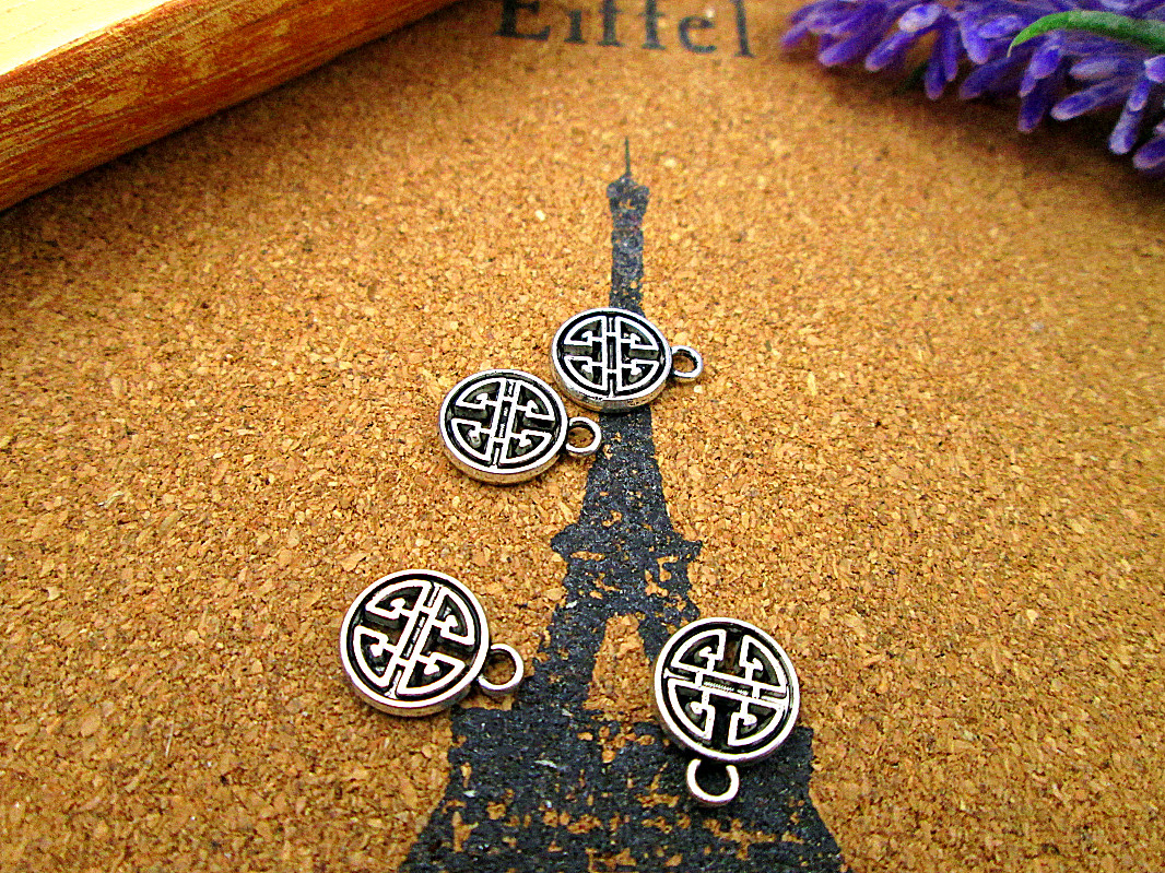 

120pcs-Tiny Knot Charms, Antique Tibetan silver Tiny Knot Charms pendants 9mm