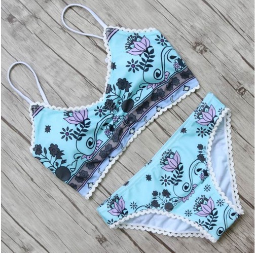 2017summer Newset Push Up Sexy Dentelle Print Bikinis Ensemble de bretelles réglables Triangle Maillot de bain Maillaille de maillot de bain