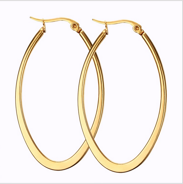 

New Fashion Hoop Stainless Steel Gold Earrings High Quality Earrings For Women Jewelry Classic Large Punk Lady Girls Gifts EH-051G
